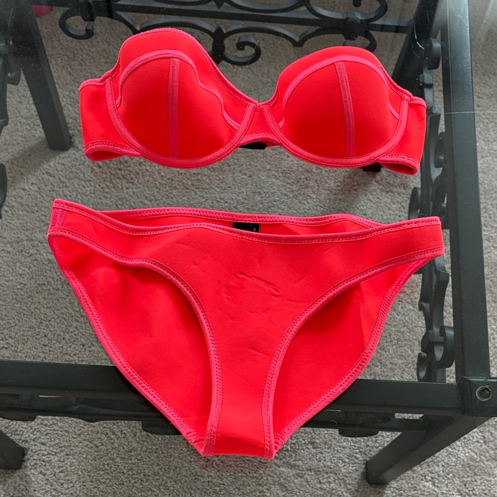 triangl swimwear Neon Coral Strapless Bikini Top